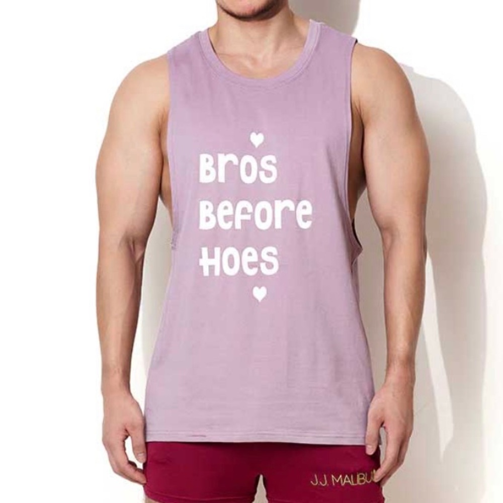 NWT JJ Malibu Bros Before Hoes Low Arm Muscle Tank Top Medium Purple